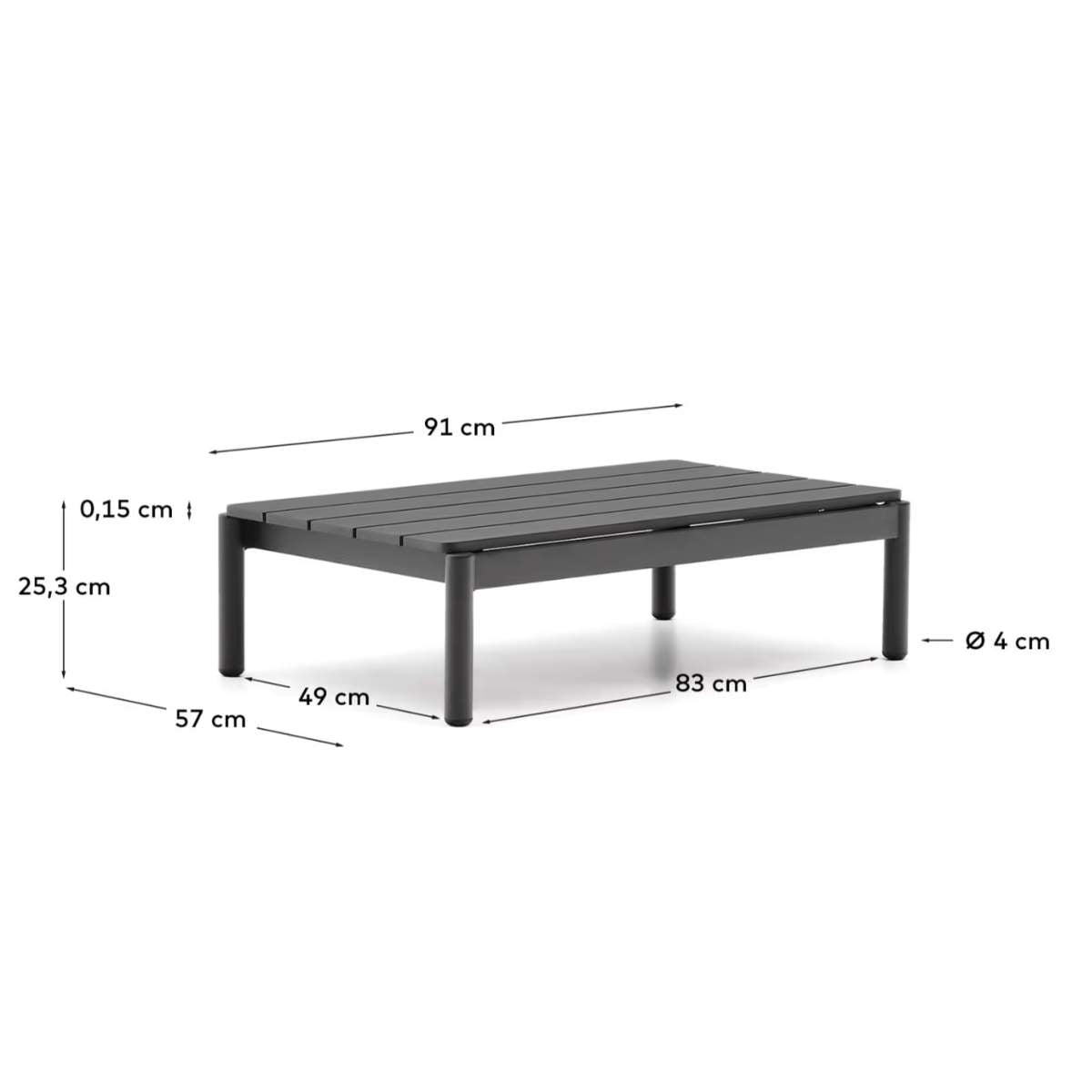 Kave Home Sorells coffee table in green aluminum 52,4 x 91 cm
