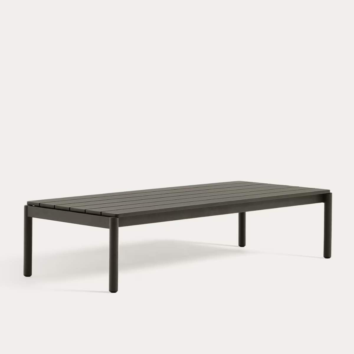 Kave Home Sorells coffee table in green aluminum 63 x 144,6 cm