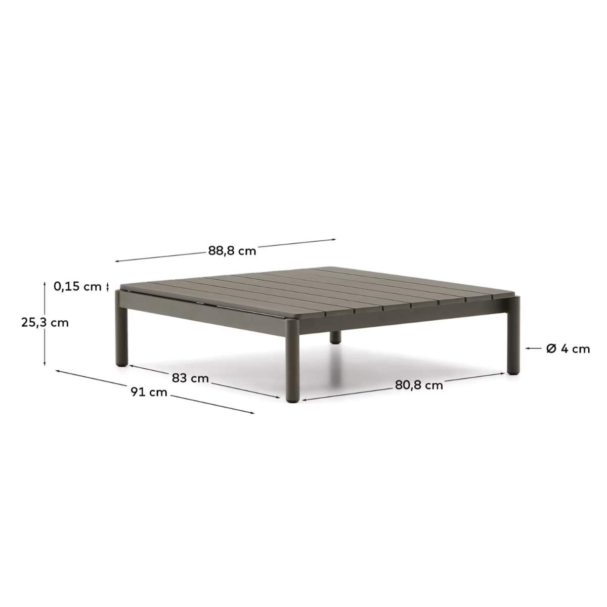 Kave Home Sorells coffee table in green aluminum 89 x 91 cm