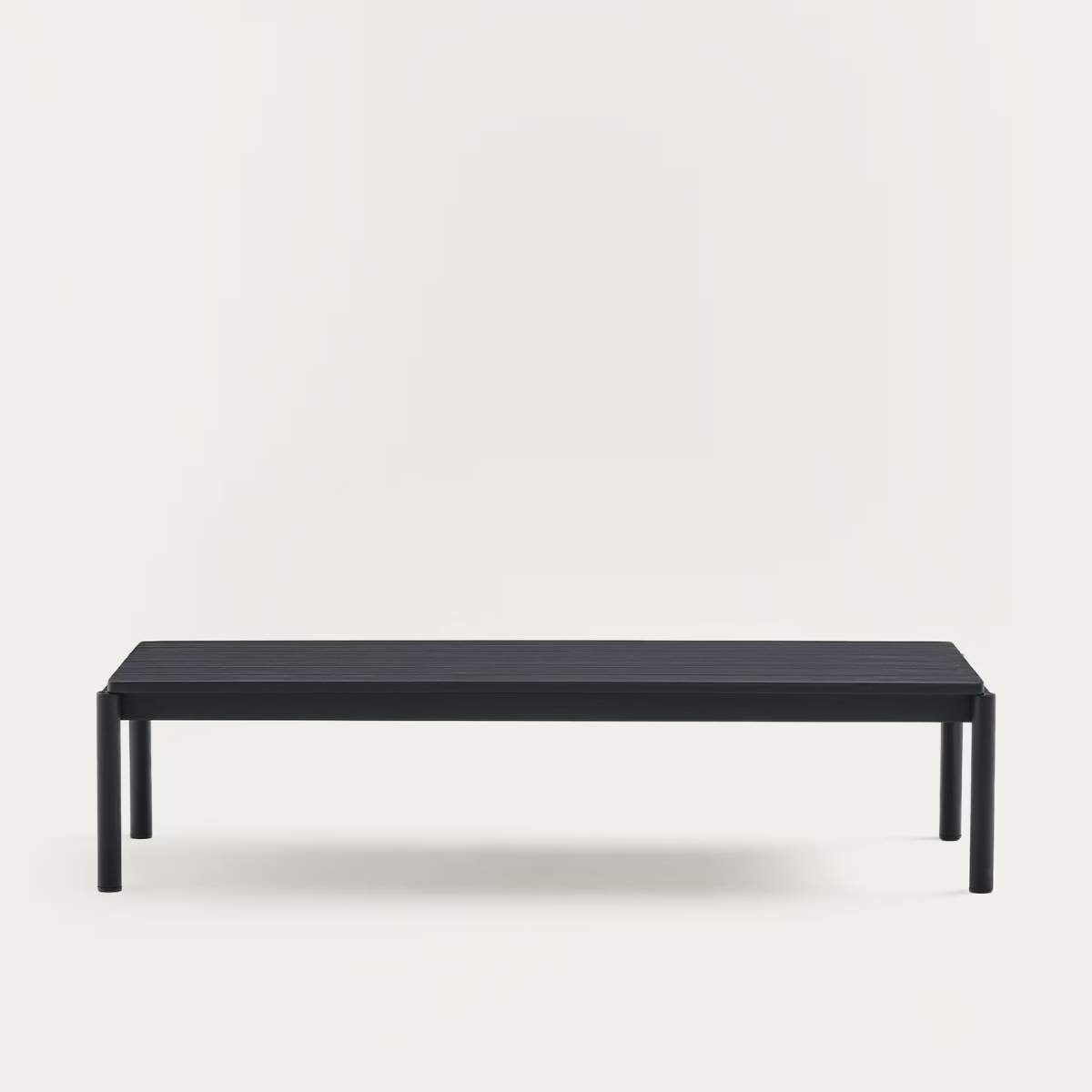 Kave Home Sorells coffee table in green aluminum 63 x 144,6 cm