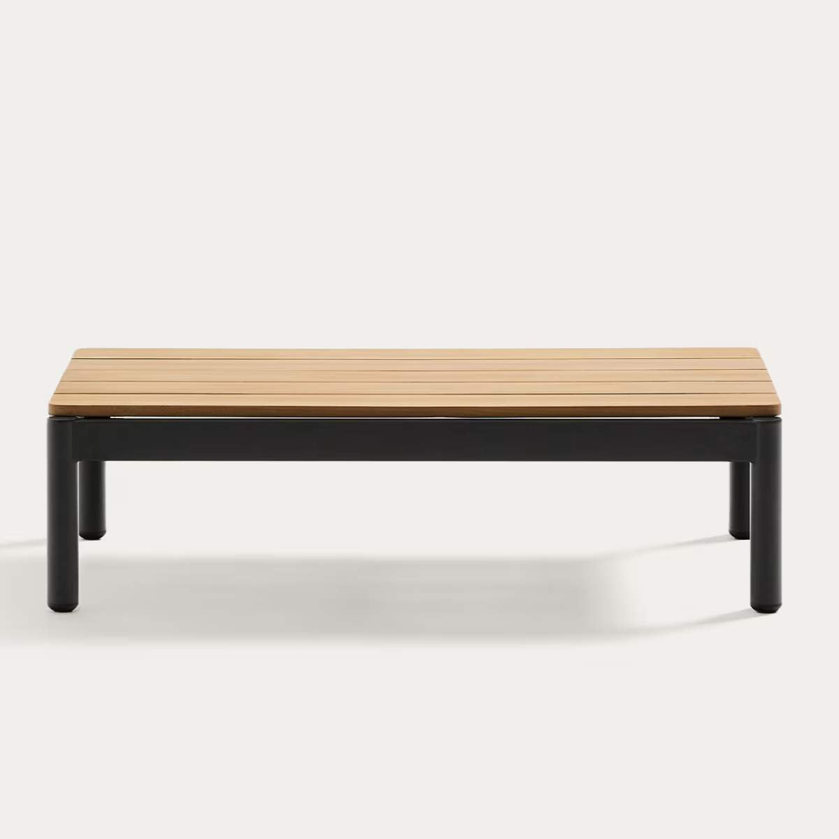 Kave Home Sorells coffee table in green aluminum and teak wood 52,4 x 91 cm FSC 100%
