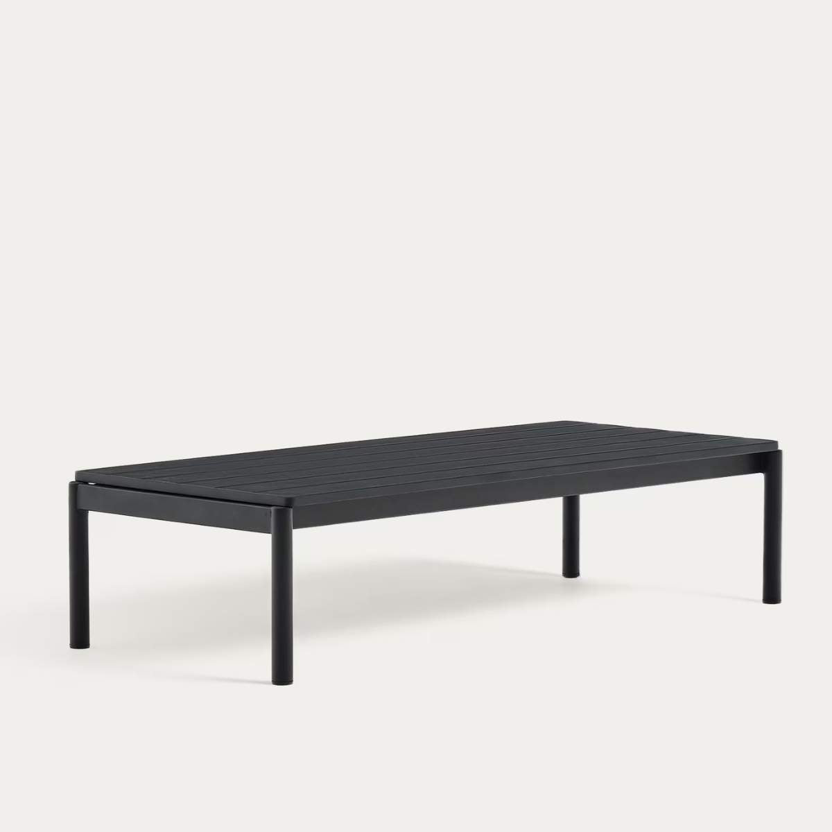 Kave Home Sorells coffee table in green aluminum 63 x 144,6 cm