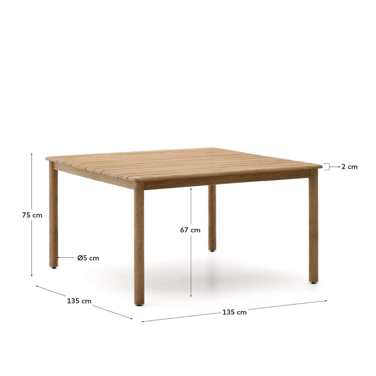 Kave Home Sori table in FSC 100% solid acacia wood 135 x 135cm