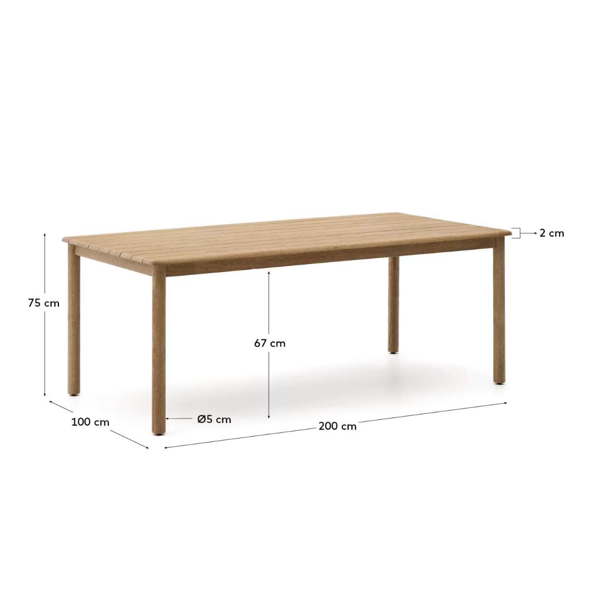 Kave Home Sori table in FSC 100% solid acacia wood 200 x 100cm