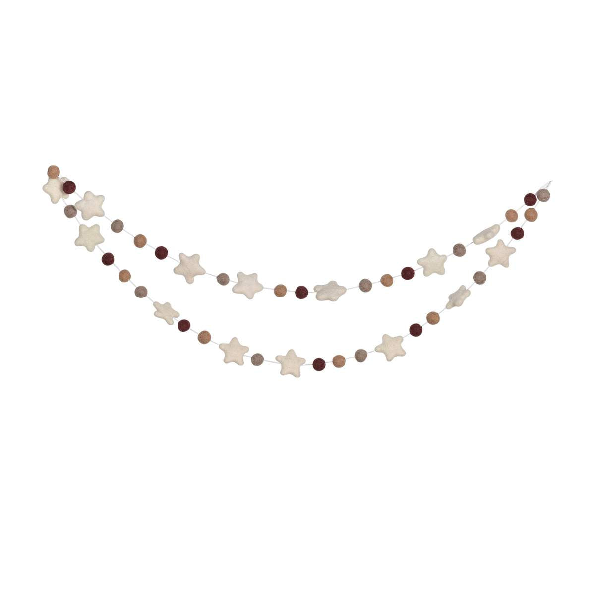 Garden Trading Southwold Star and Pom Pom Garland Berry - Pack of 5