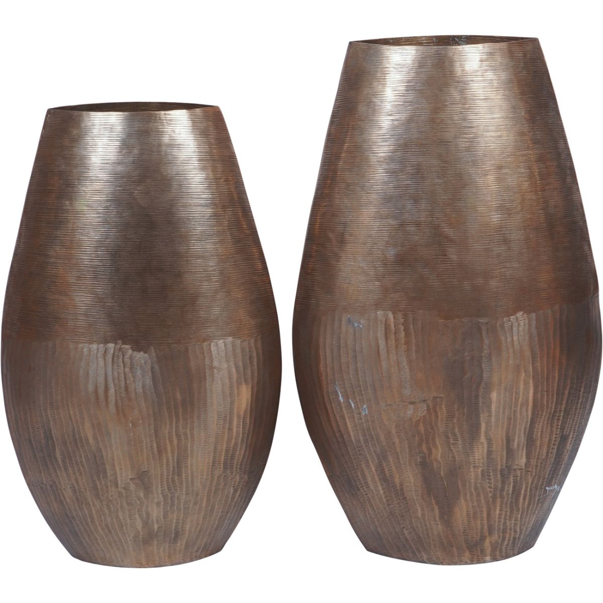 Libra Interiors Southwold Textured Oval Antique Brass Vase 100cm