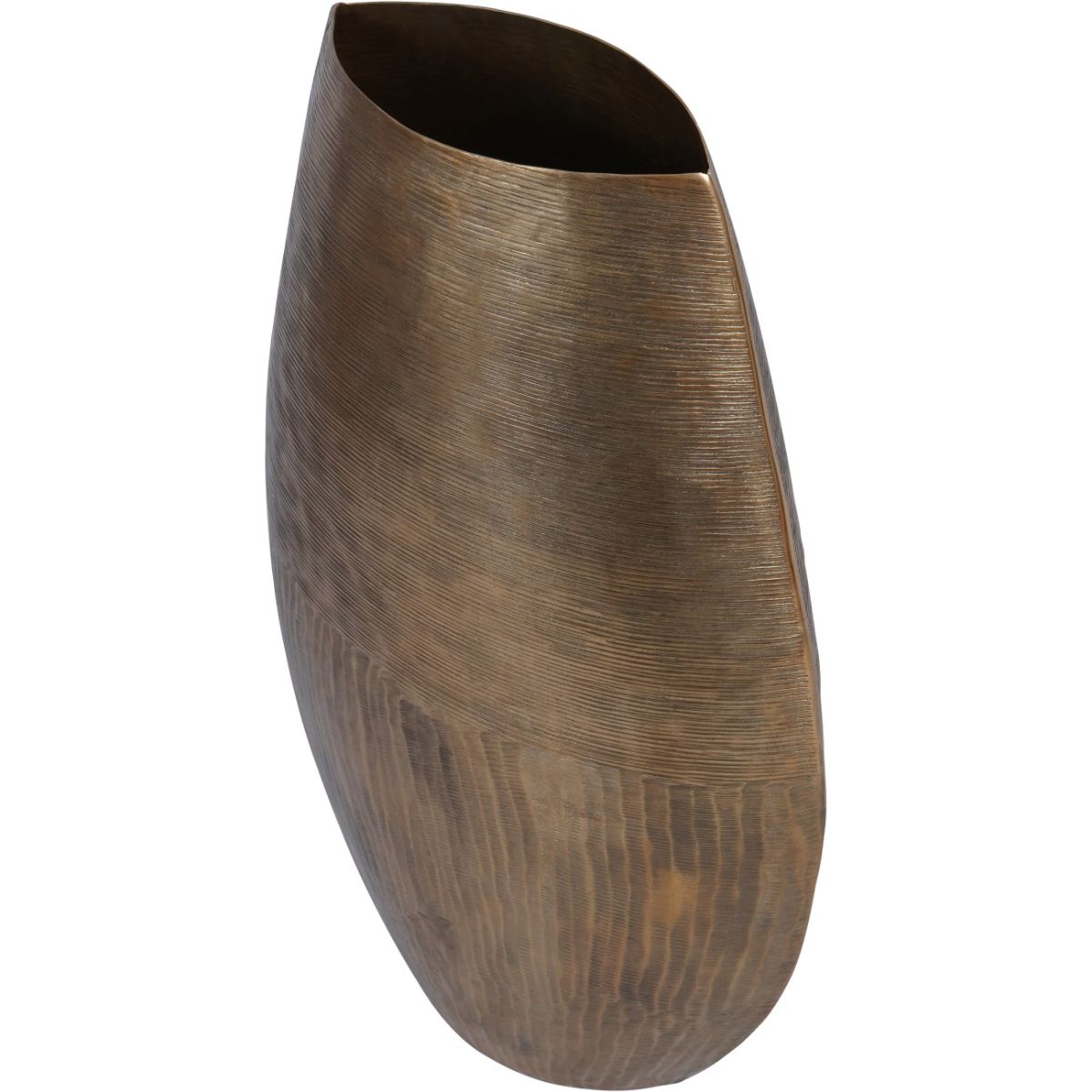 Libra Interiors Southwold Textured Oval Antique Brass Vase 80cm