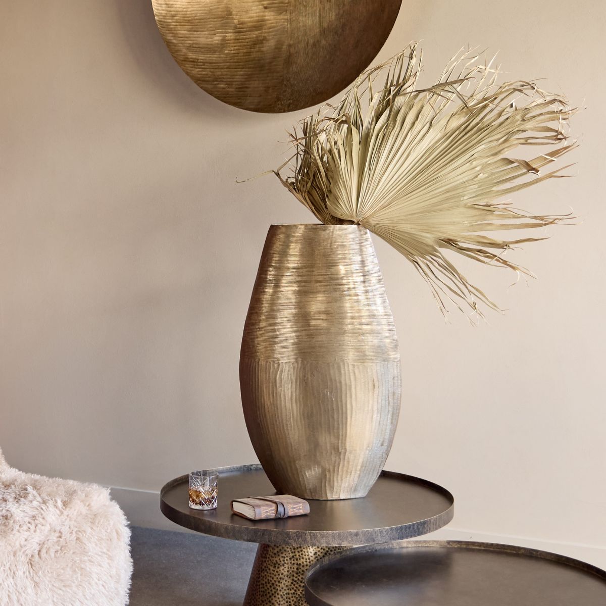 Libra Interiors Southwold Textured Oval Antique Brass Vase 80cm