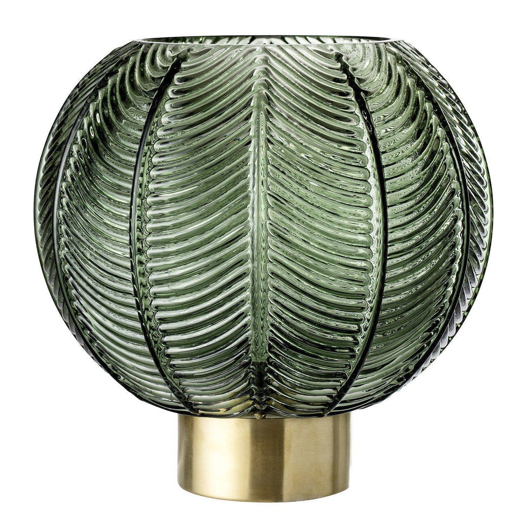 Spherical Leaf Glass Vase Green - Bloomingville-Beaumonde