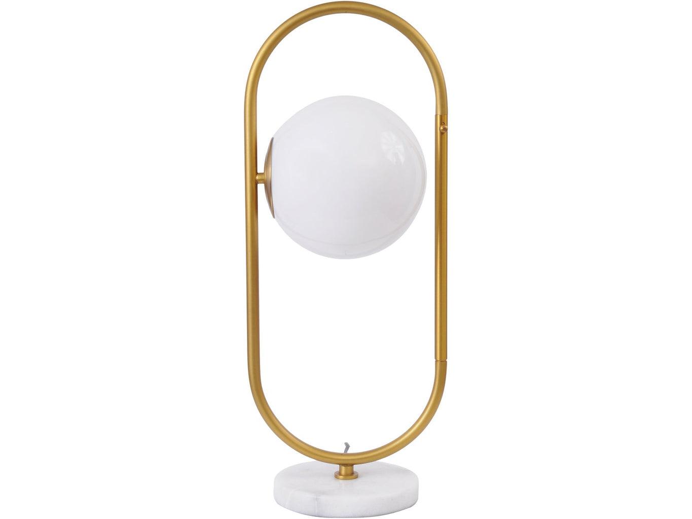 Spherical Milk Glass Brass and Marble Table Lamp-Beaumonde
