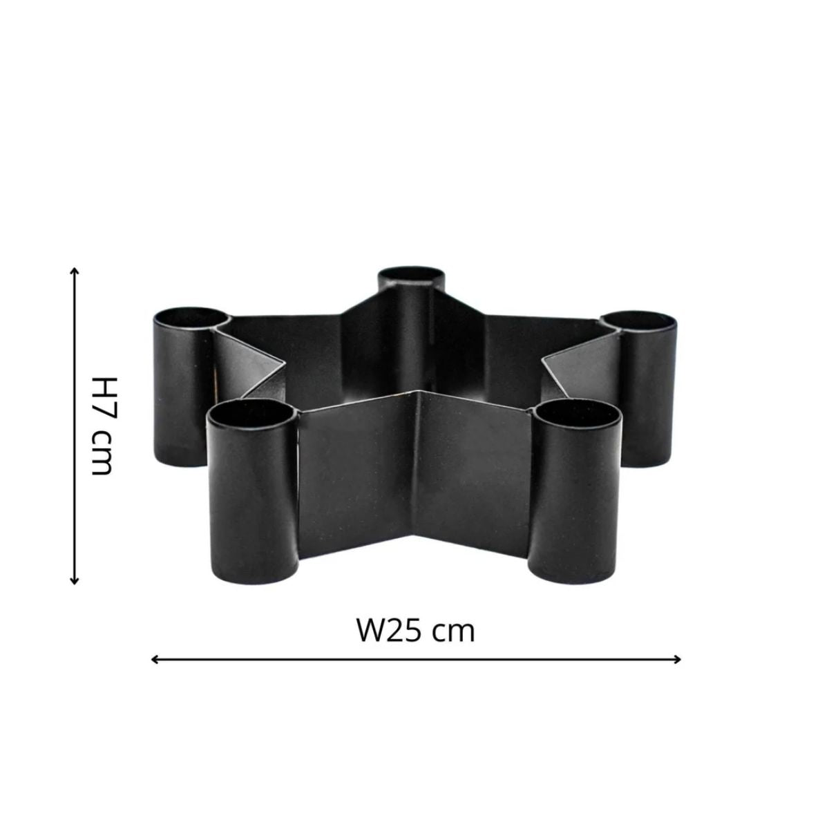 Ivyline Star Shaped Centrepiece Dinner Candle Holder in Black H7Cm W25Cm