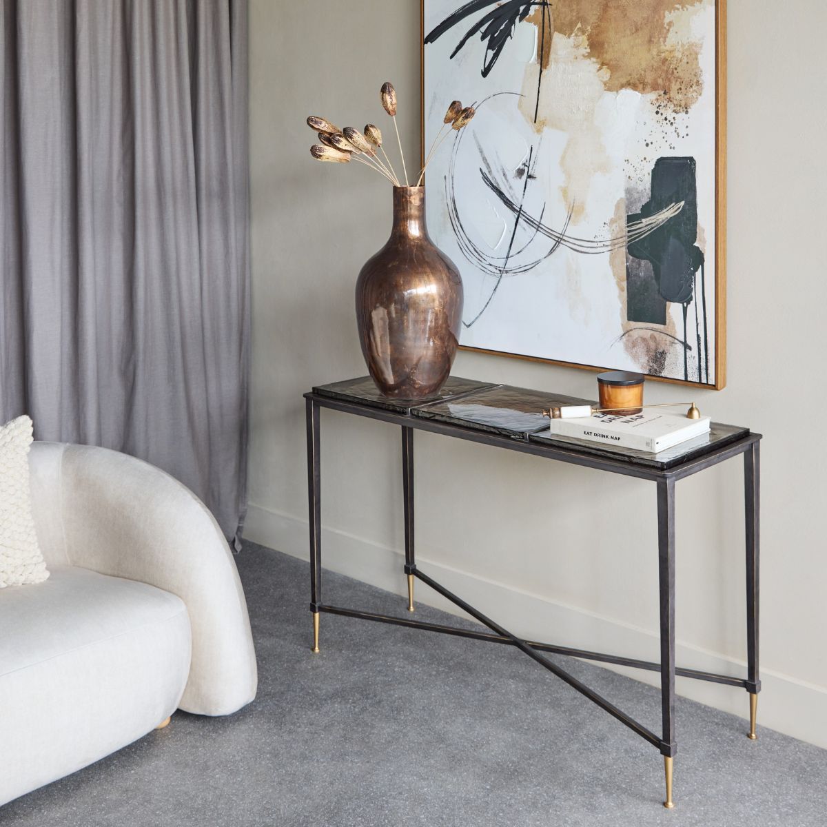 Libra Interiors Stella Square Glass Console Side Table