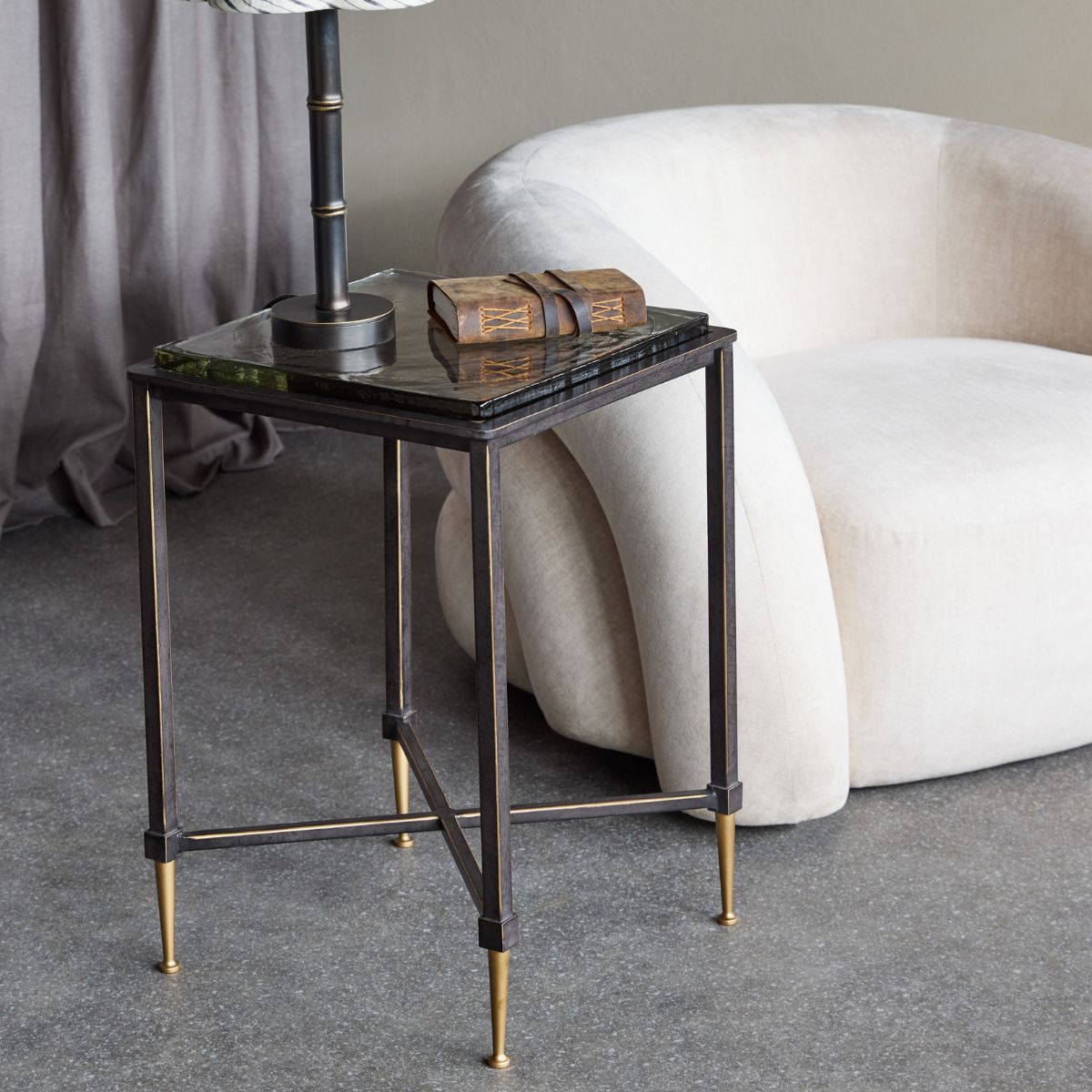 Libra Interiors Stella Square Glass Top Side Table