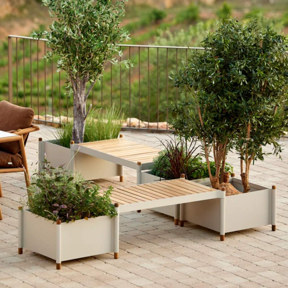 Cane-line Sticks Bench Incl. 2 Planters