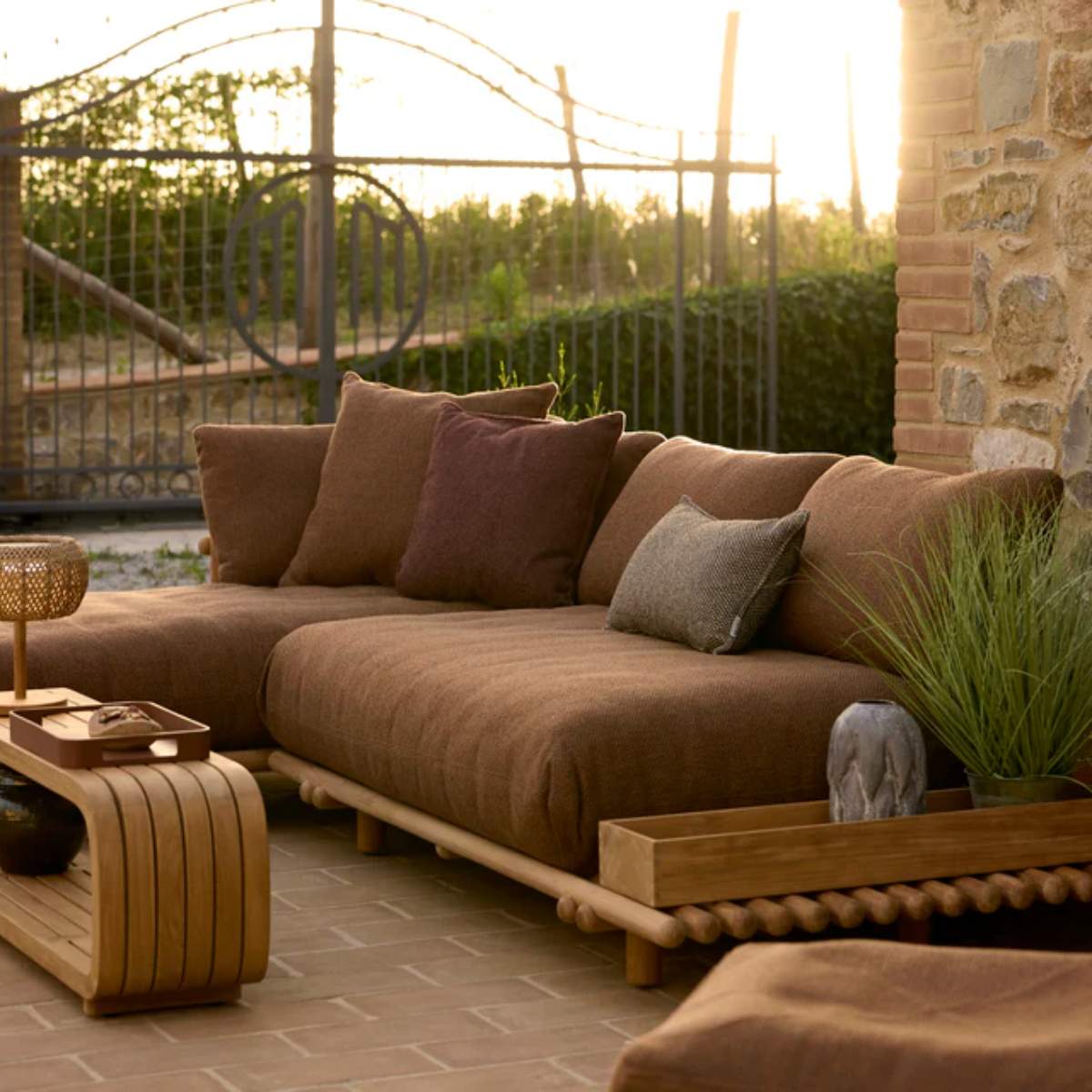 Cane-line Sticks Platform, Sofa w/ Chaise Lounge