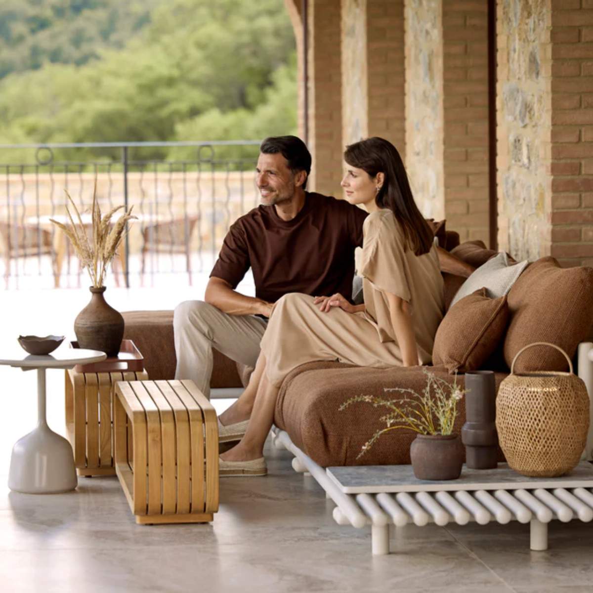 Cane-line Sticks Platform, Sofa w/ Chaise Lounge