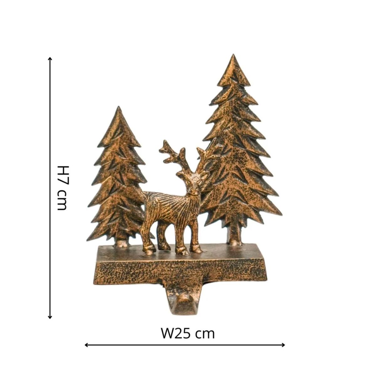 Ivyline Stocking Holder Deer Scene Antique Brass H19Cm W15Cm