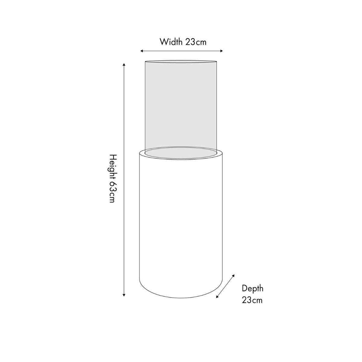 Beau&Co Stone Grey Metal and Clear Glass Hurricane Large