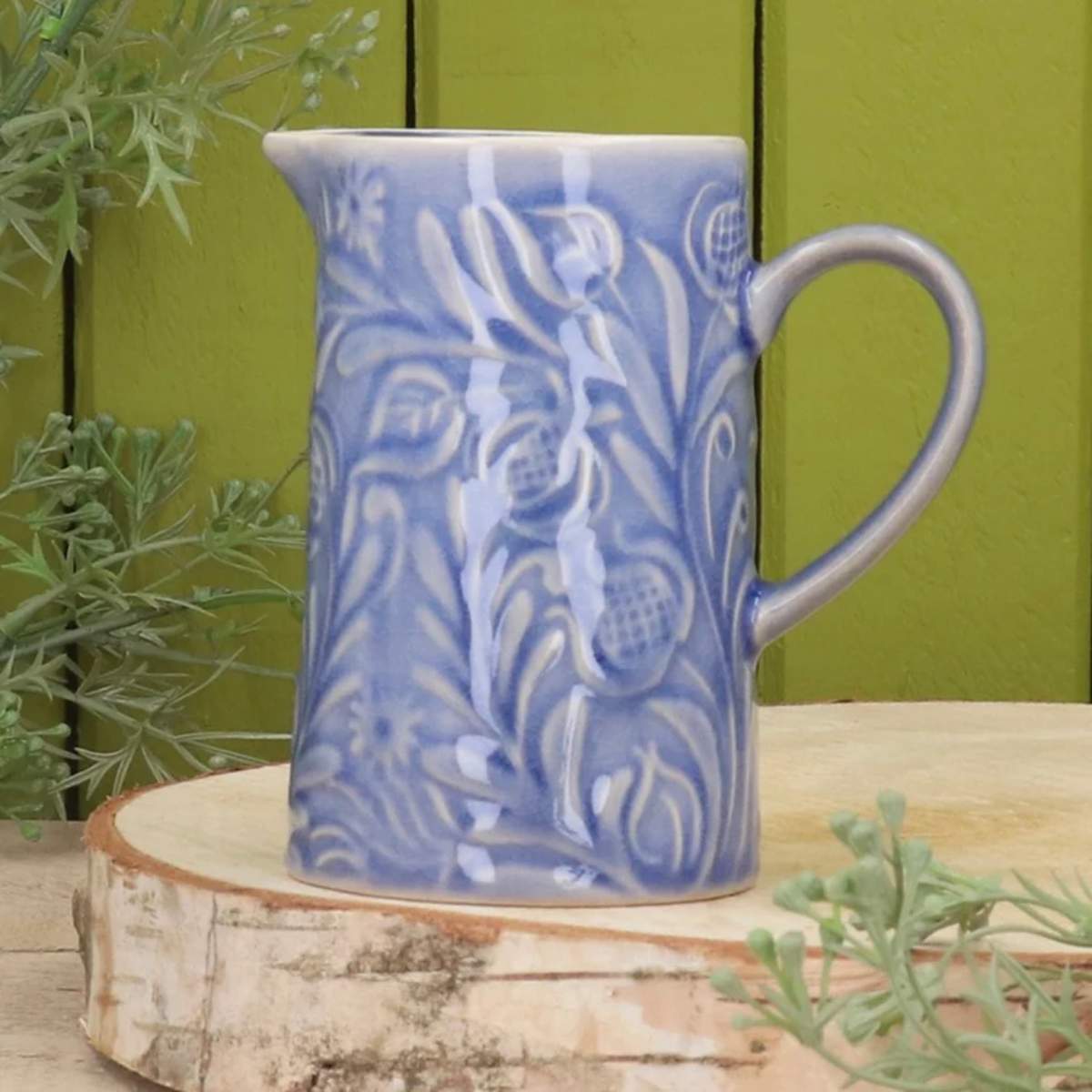 Willow & The Olive Branch Stoneware Jug - Blue Country Flowers