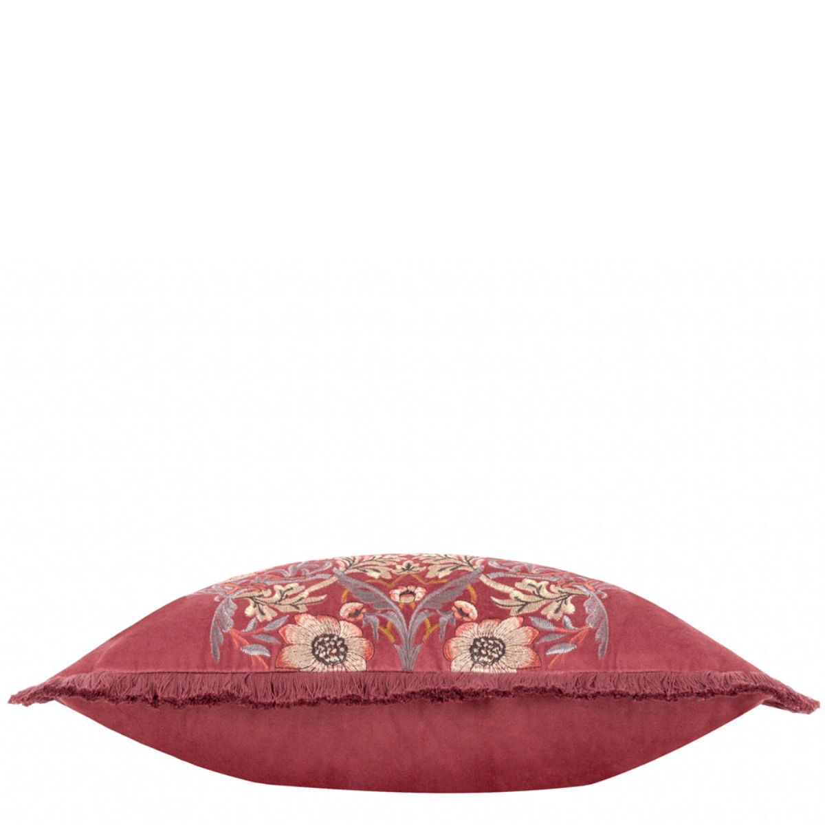 Morris & Co Strawberry Thief Embroidered Velvet Cushion Berry