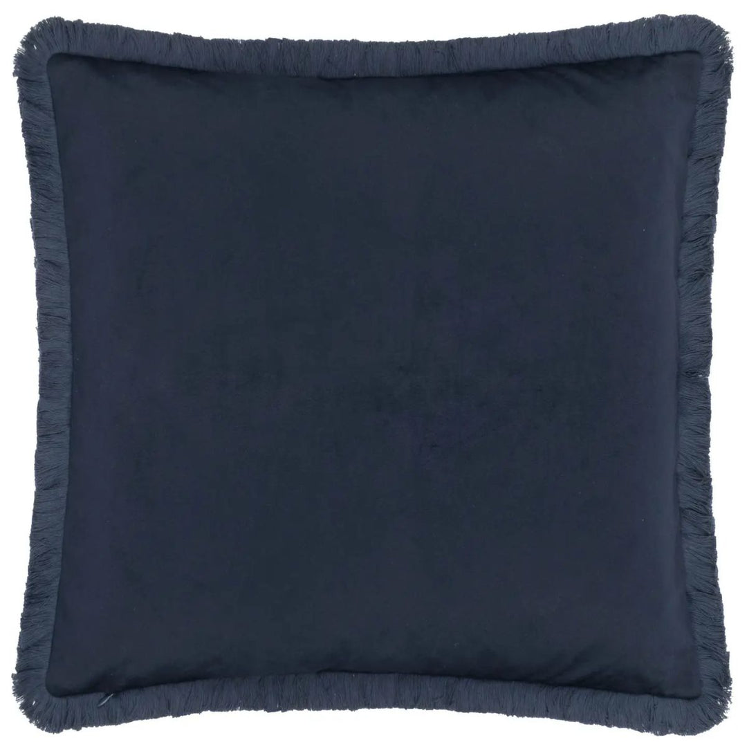 Faire Strawberry Thief Embroidered Velvet Cushion Indigo