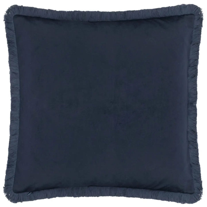 Faire Strawberry Thief Embroidered Velvet Cushion Indigo