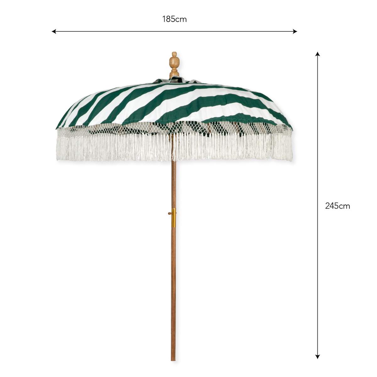 Garden Trading Summerleaze Teak Stripe Parasol Green