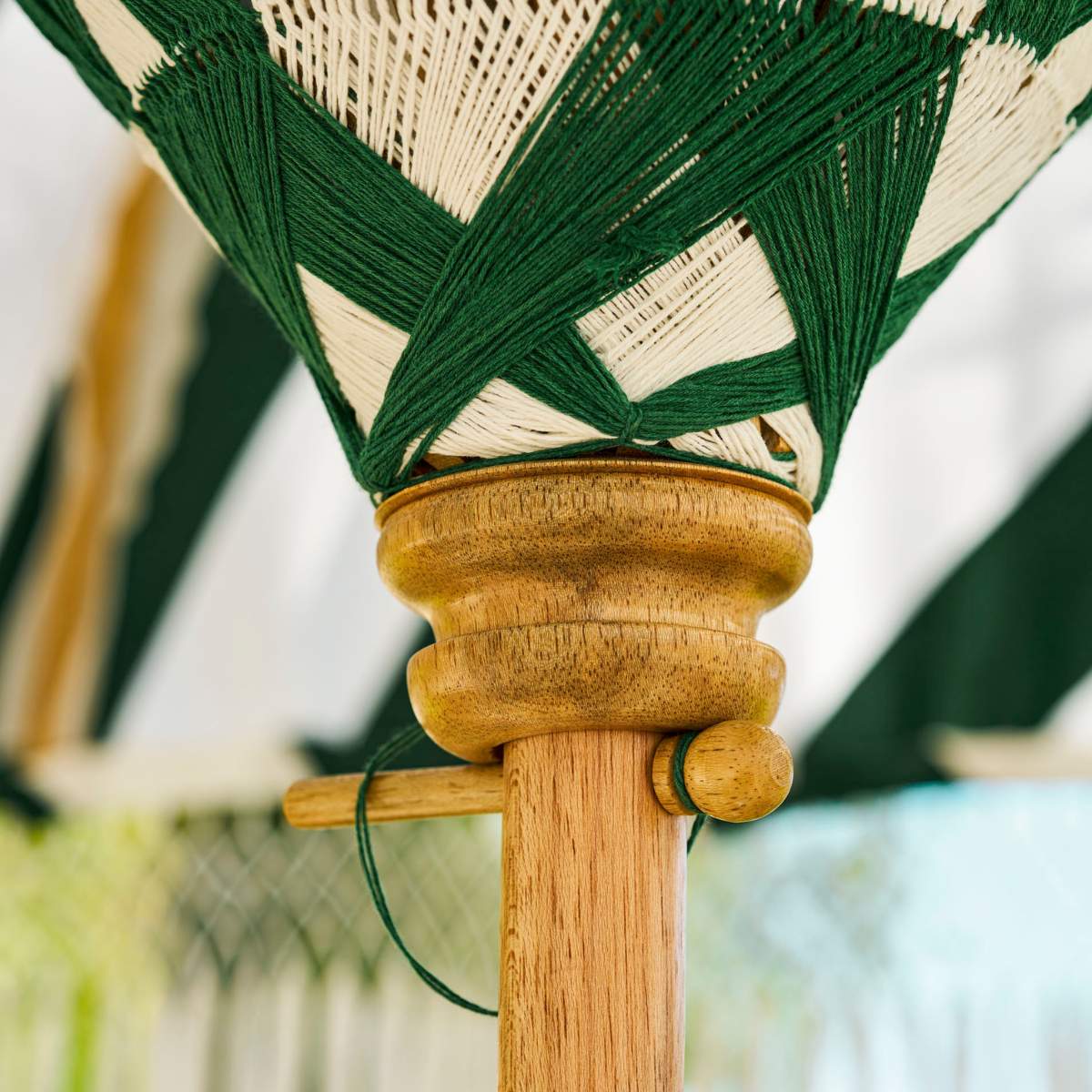 Garden Trading Summerleaze Teak Stripe Parasol Green