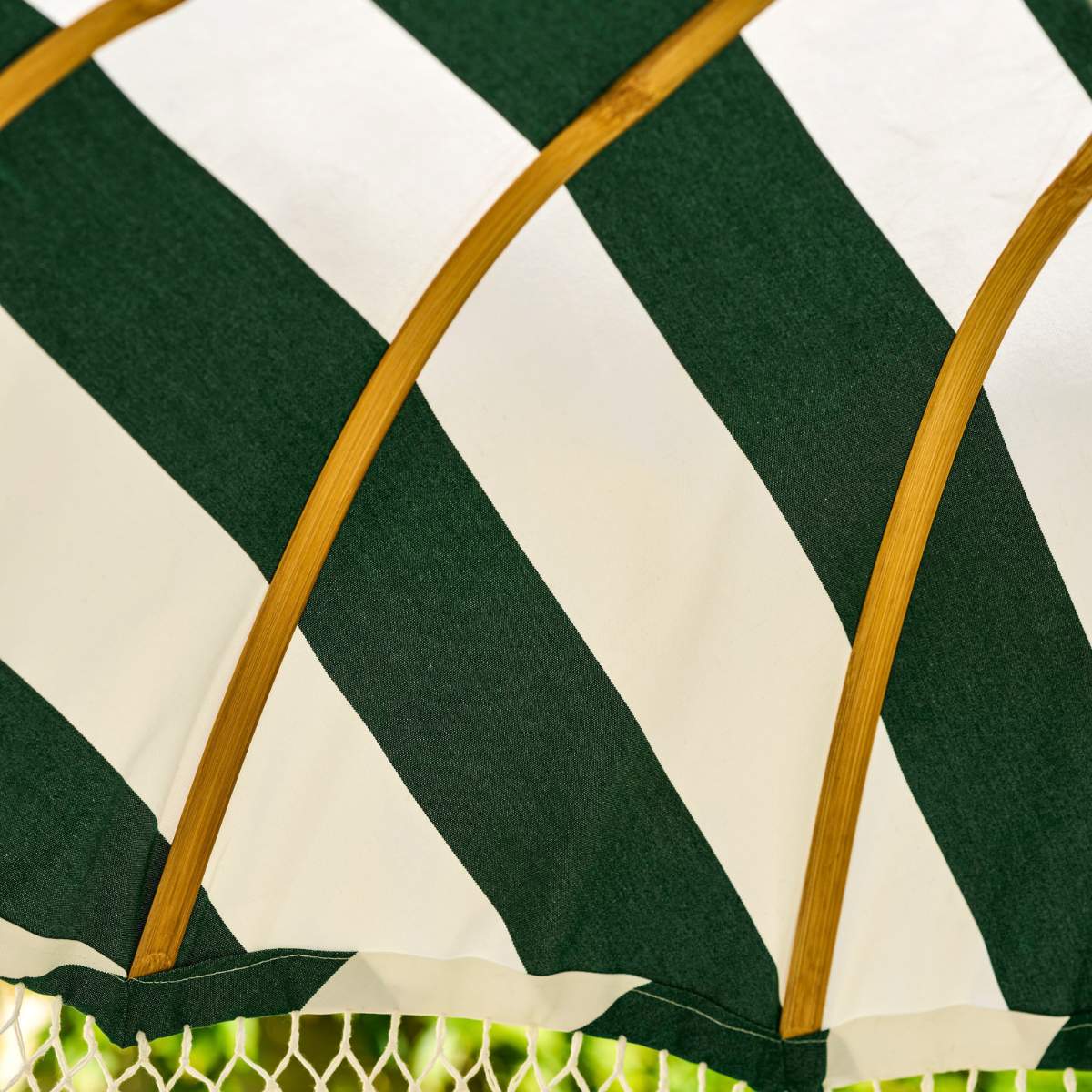Garden Trading Summerleaze Teak Stripe Parasol Green