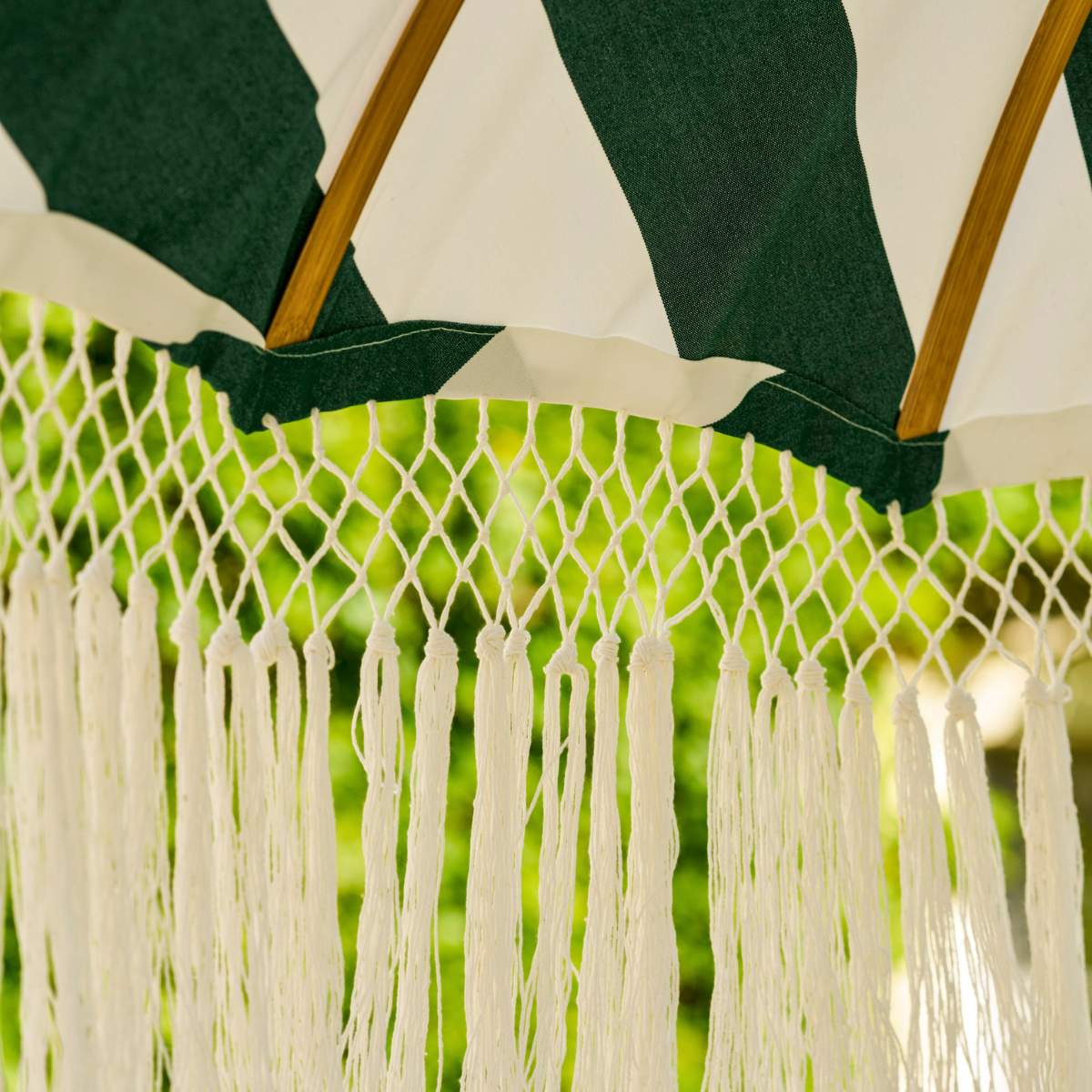 Garden Trading Summerleaze Teak Stripe Parasol Green