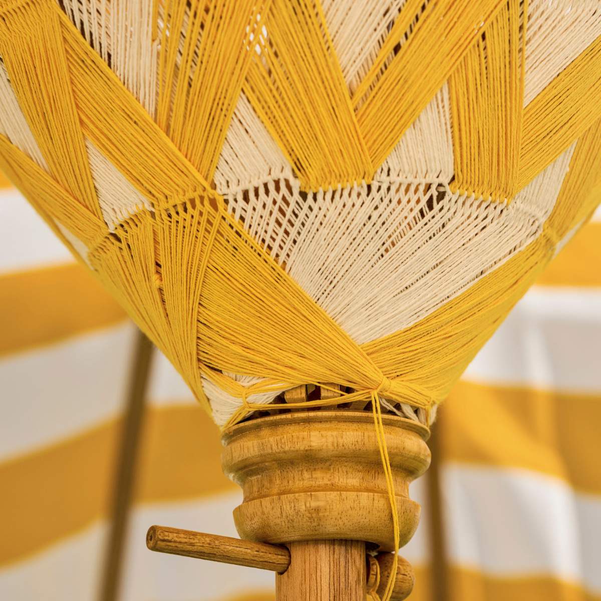 Garden Trading Summerleaze Teak Stripe Parasol Yellow