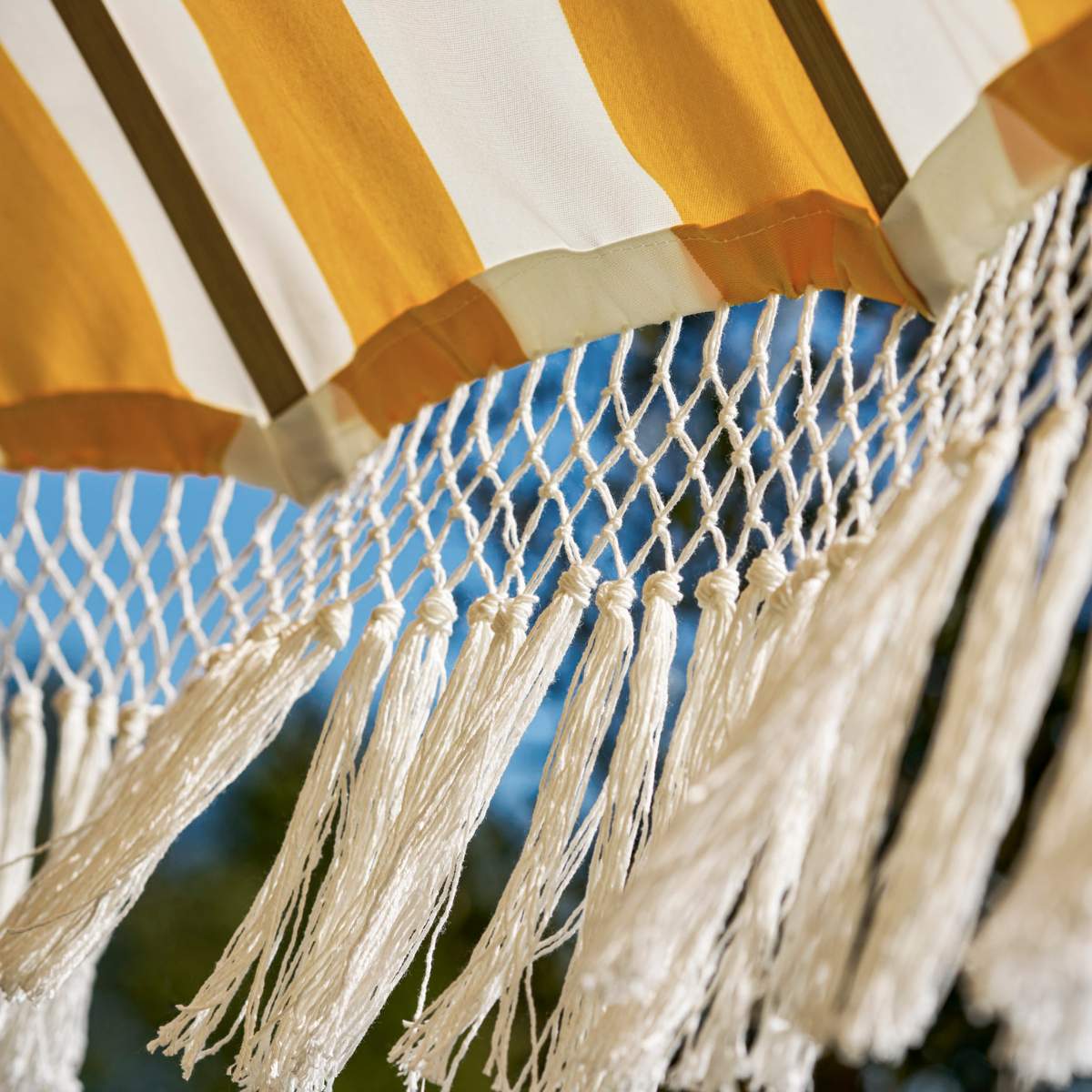 Garden Trading Summerleaze Teak Stripe Parasol Yellow