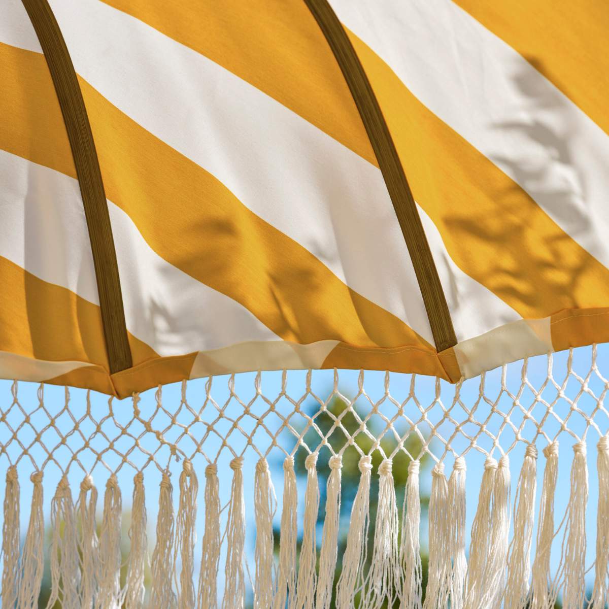 Garden Trading Summerleaze Teak Stripe Parasol Yellow