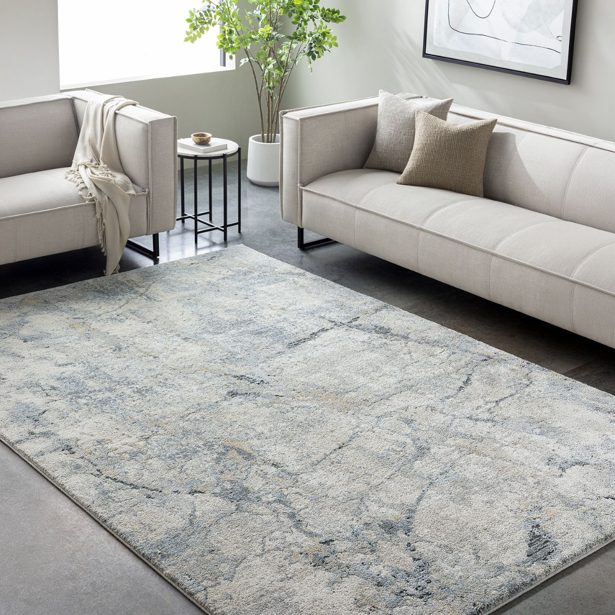 Surya Livabliss Avellino Abstract Modern Marble High Pile Rug