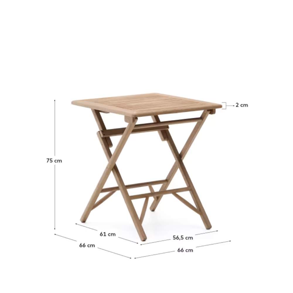 Kave Home Dandara Folding Table in FSC 100% Solid Acacia Wood, 66 x 66 cm