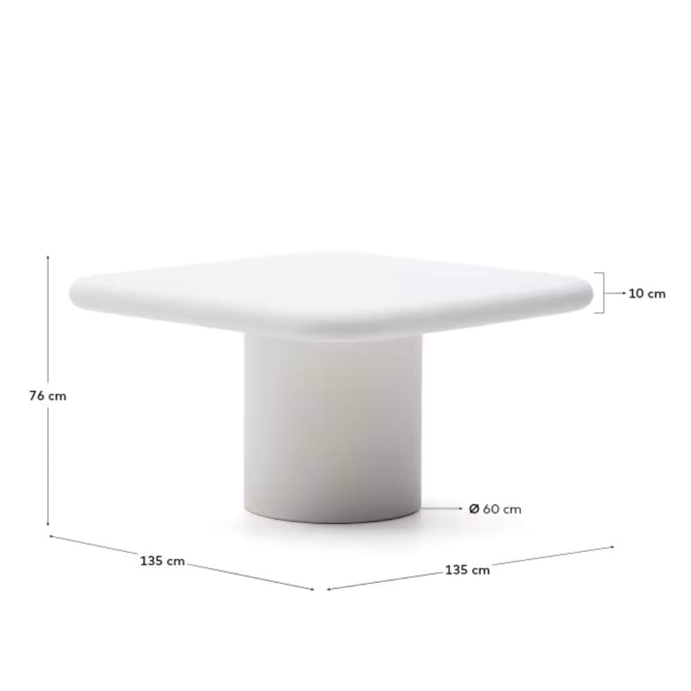 Kave Home Addaia White Cement Table – 135 x 135 cm