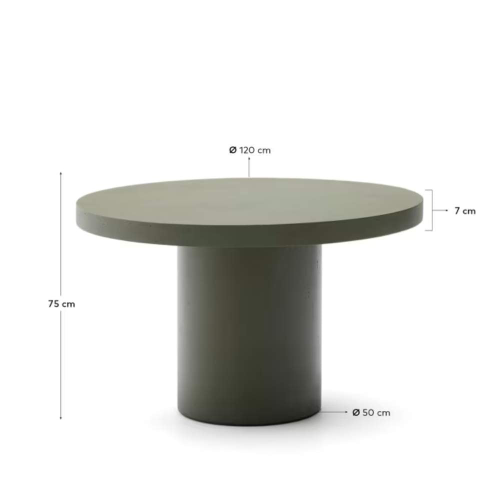 Kave Home Aiguablava Green Cement Round Table Ø120cm