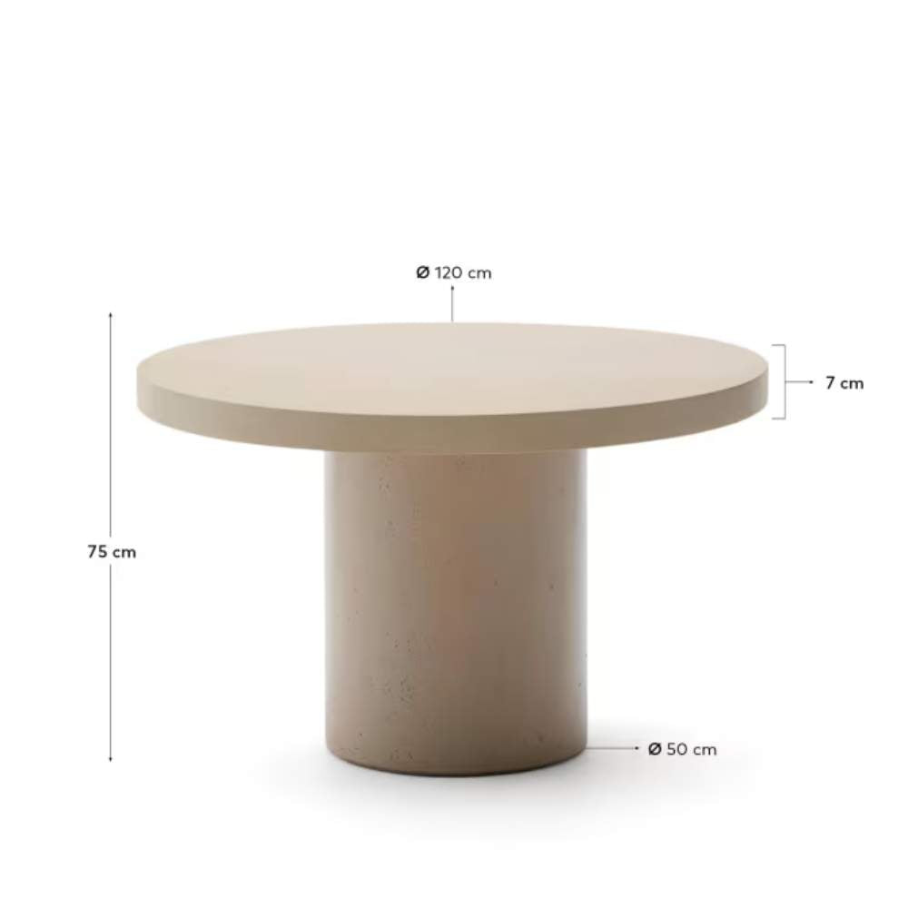 Kave Home Aiguablava Beige Cement Round Table Ø120cm