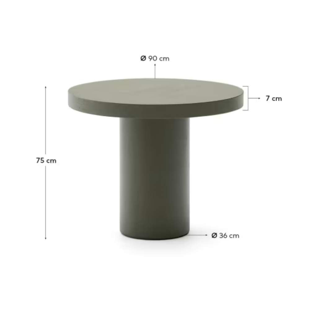 Kave Home Aiguablava Green Cement Round Table Ø90cm