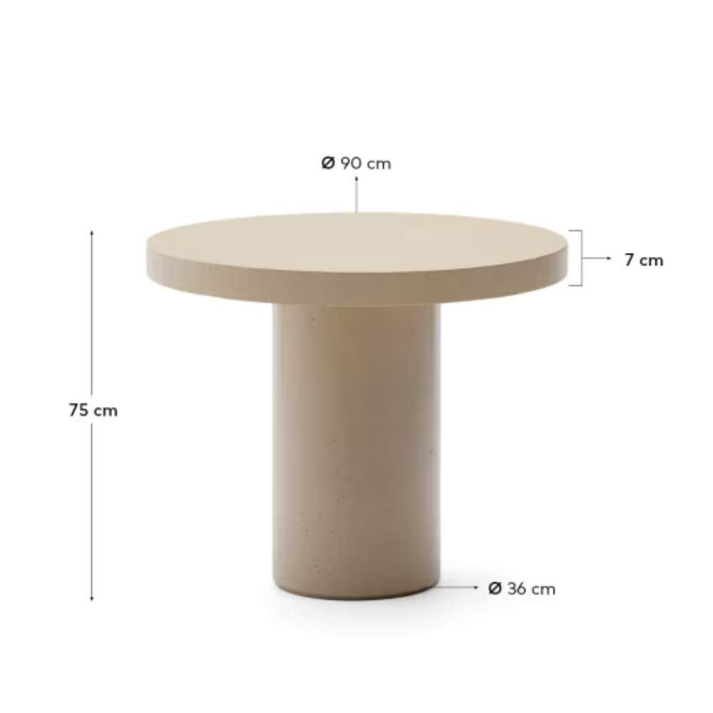 Kave Home Aiguablava Beige Cement Round Table Ø90cm
