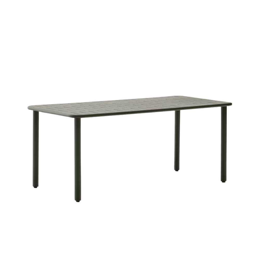 Kave Home Brai Outdoor Table in Green Galvanised Steel – 180 x 90cm