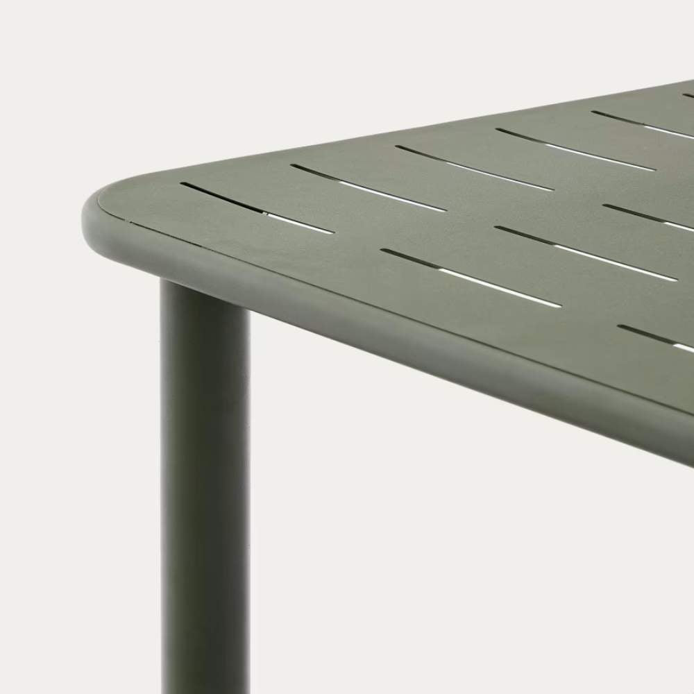 Kave Home Brai Outdoor Table in Green Galvanised Steel – 180 x 90cm