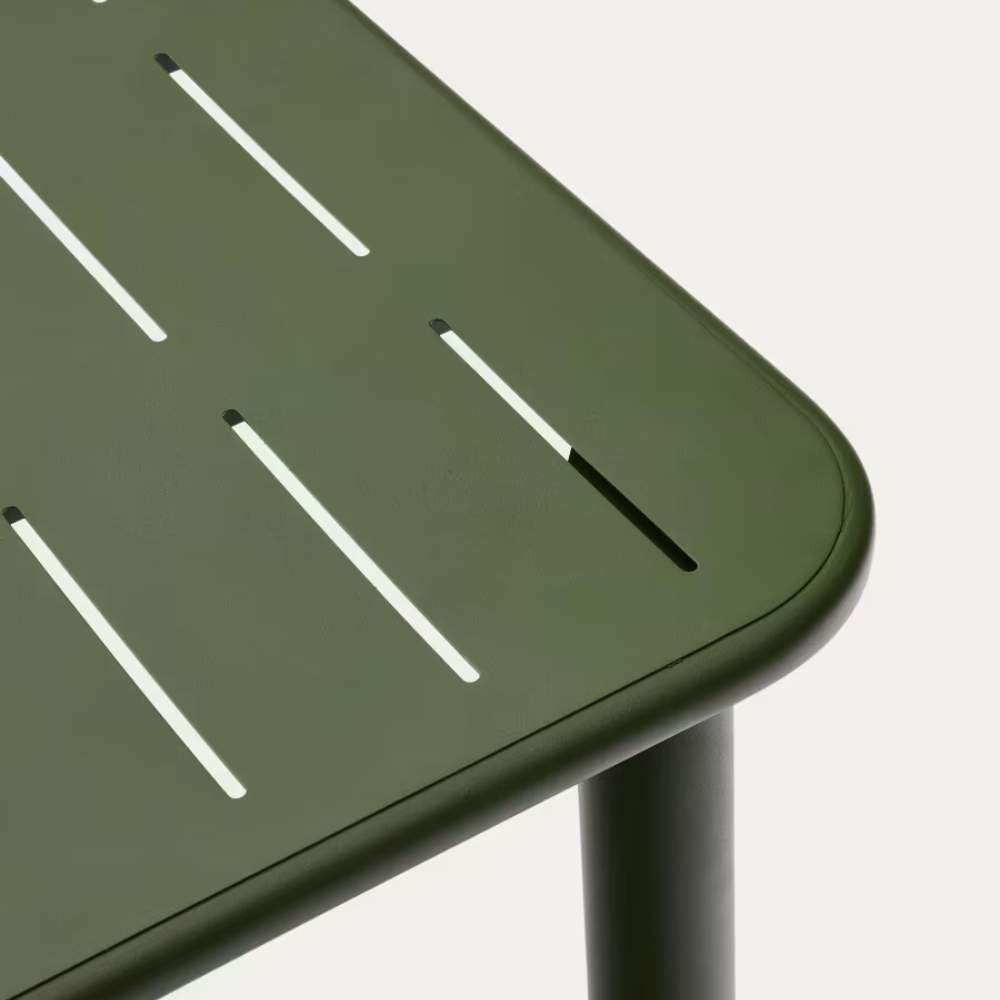 Kave Home Brai Outdoor Table in Green Galvanised Steel – 180 x 90cm