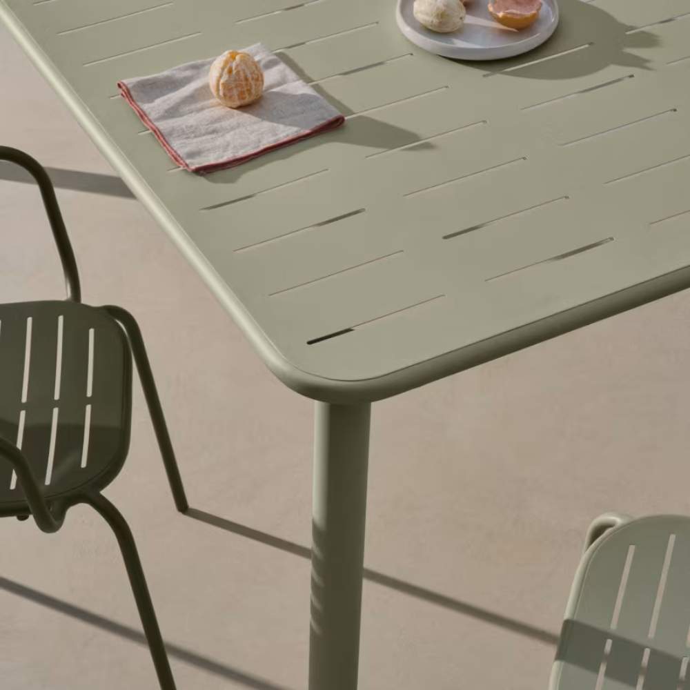 Kave Home Brai Outdoor Table in Turquoise Galvanized Steel, 180 x 90cm
