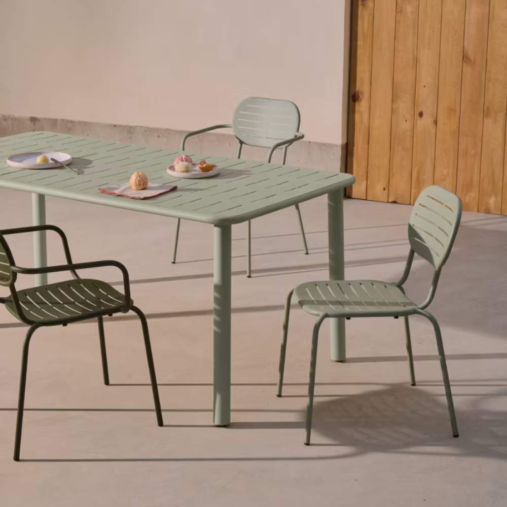 Kave Home Brai Outdoor Table in Turquoise Galvanized Steel, 180 x 90cm