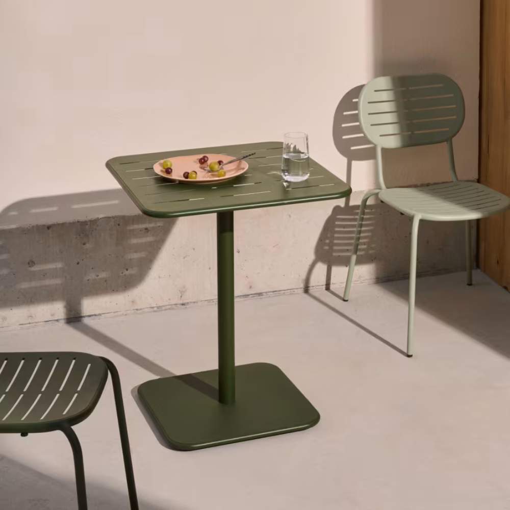 Kave Home Brai Outdoor Table in Green Galvanized Steel - 70 x 70cm