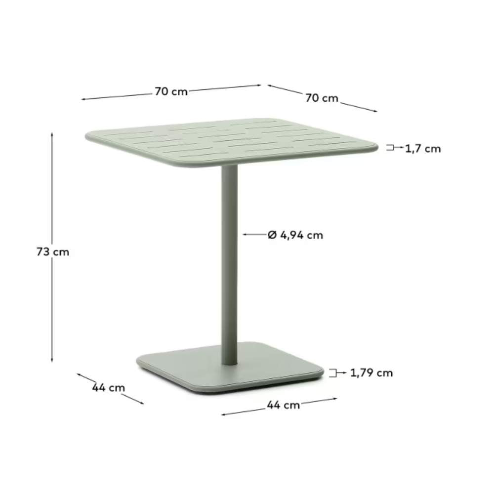Kave Home Brai Outdoor Table in Turquoise Galvanised Steel - 70 x 70cm