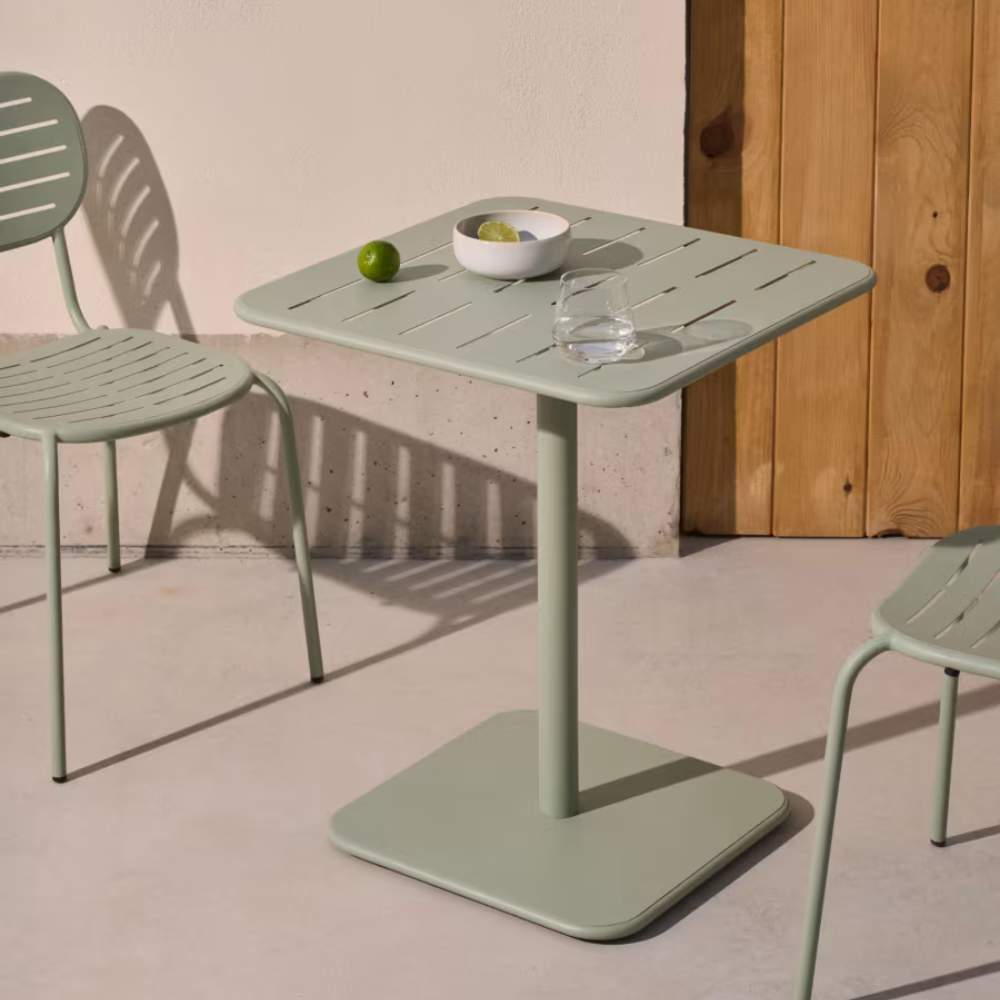 Kave Home Brai Outdoor Table in Turquoise Galvanised Steel - 70 x 70cm