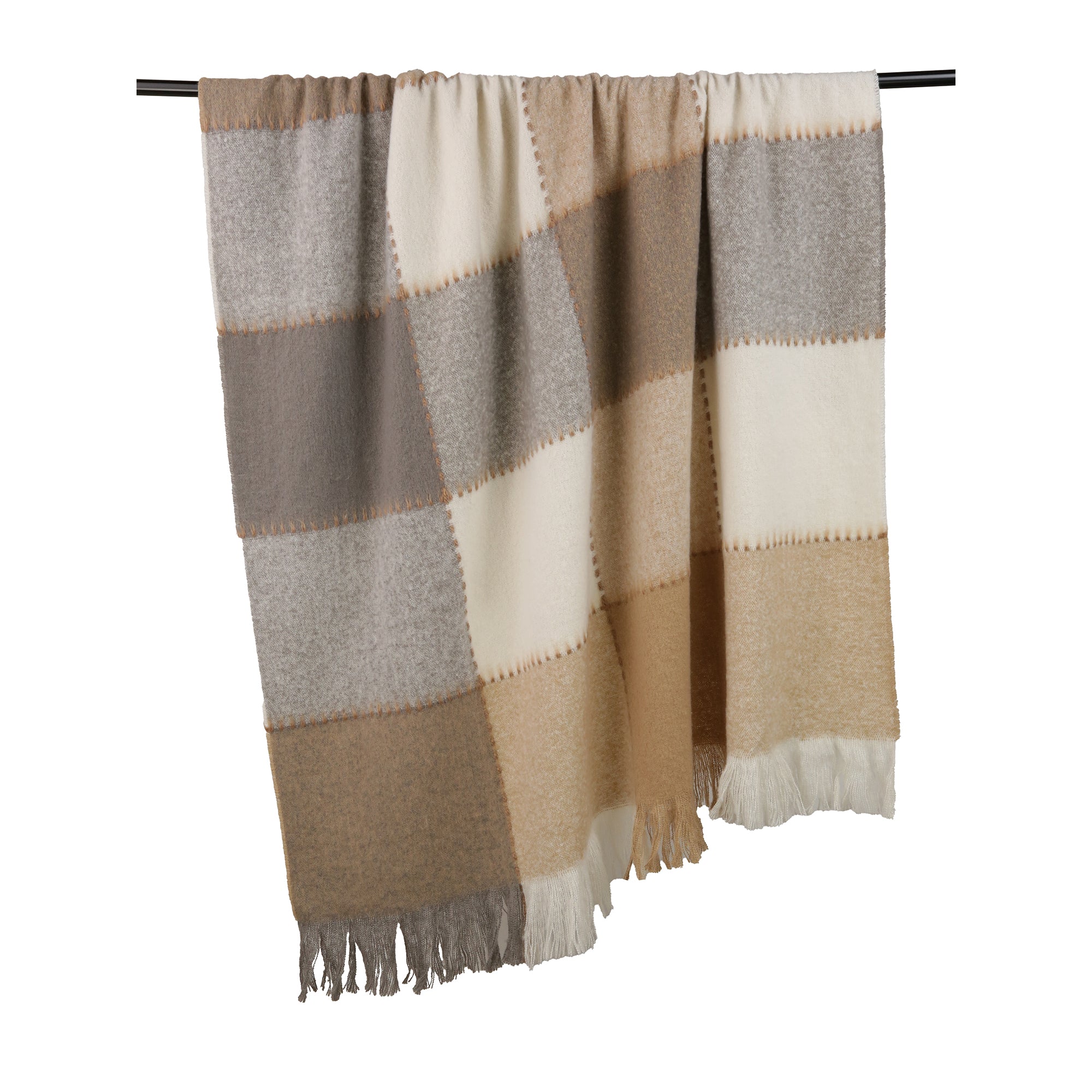 Malini Blanket Stitch Check Throw