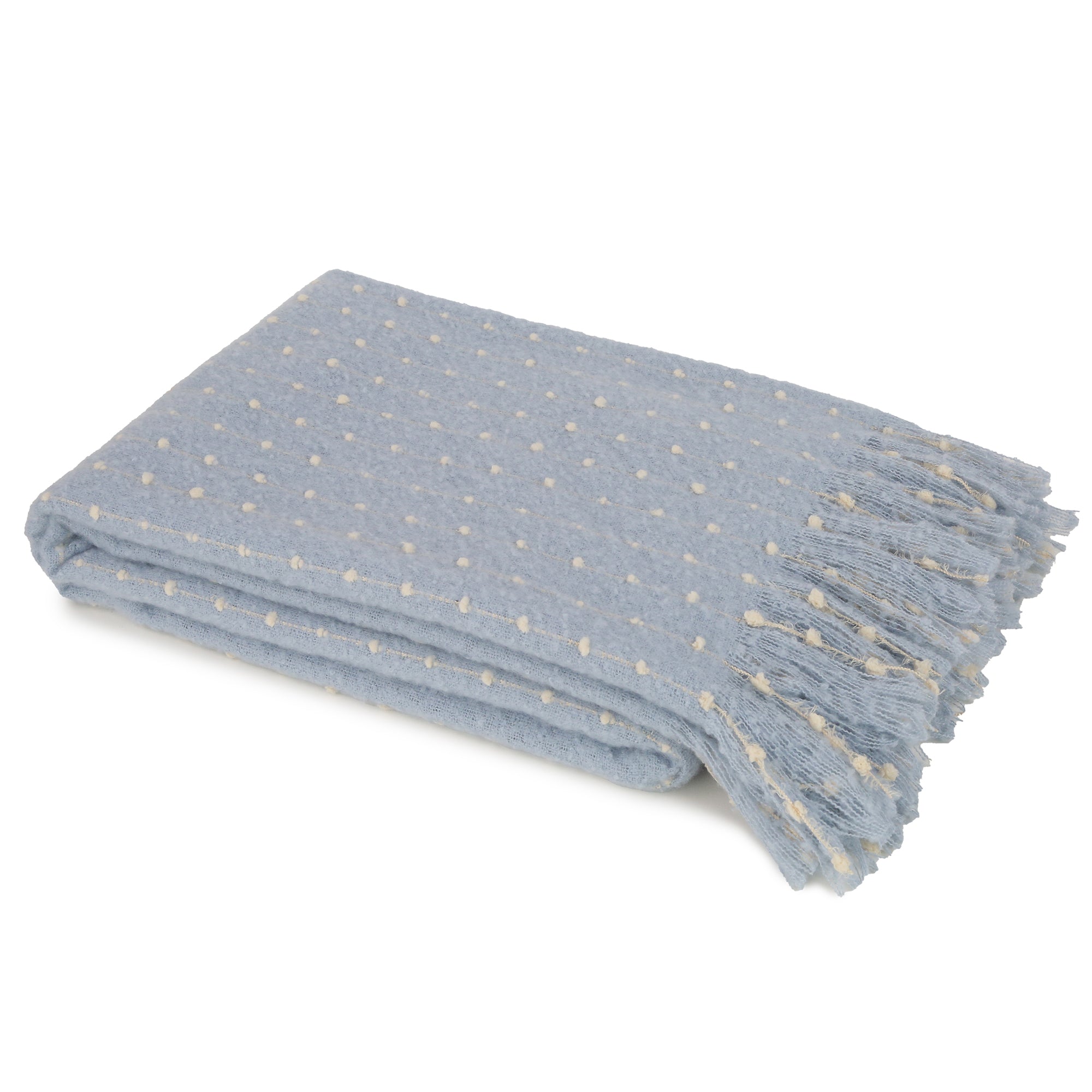 Malini Blue Raise Dot Line Throw on Faux Mohair